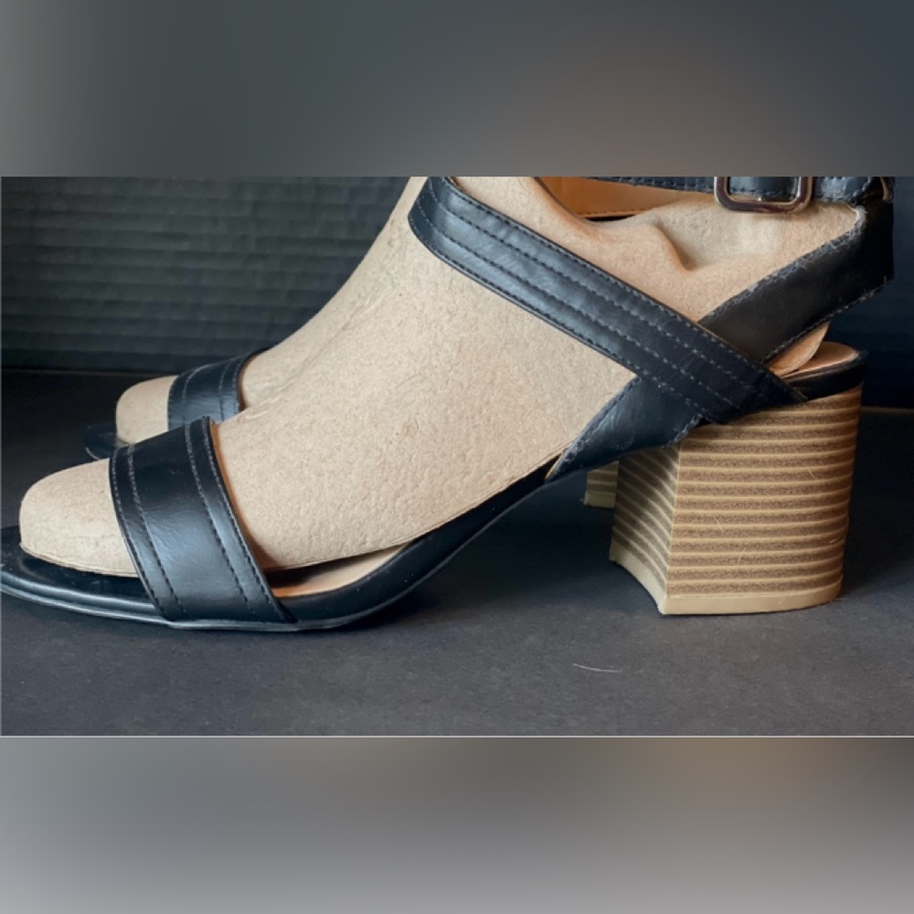 Block black dress sandals